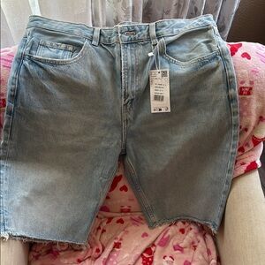 Mango Light Blue Denim Women's Bermudas